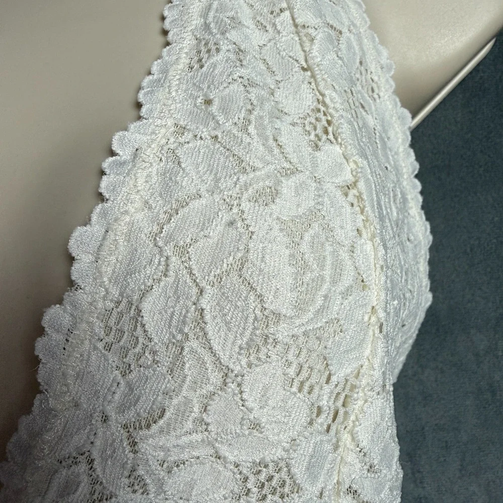 Free People Intimately Lingerie M Avery‎ White Lace bodysuit Racerback Romantic